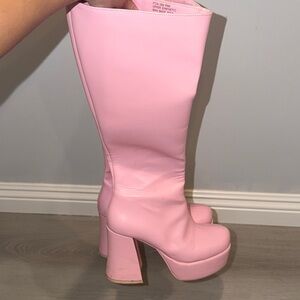 Dolls Kill Pink Heeled Boots